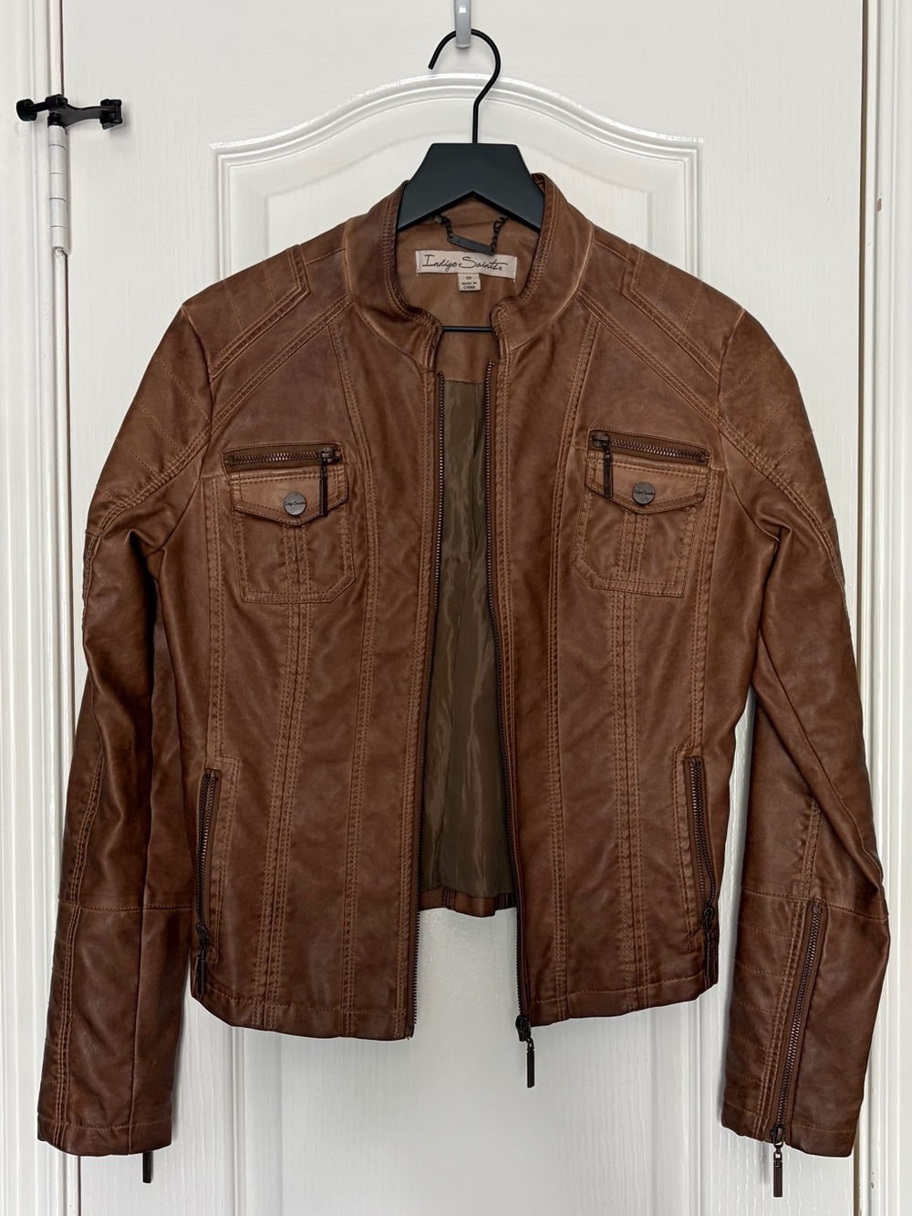Indigo Saints Faux Leather Moto Jacket